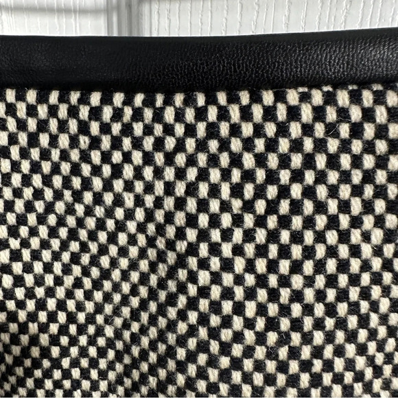 Talbots 12 petite wool blend skirt with leather trim, black/white microcheck - Picture 3 of 8